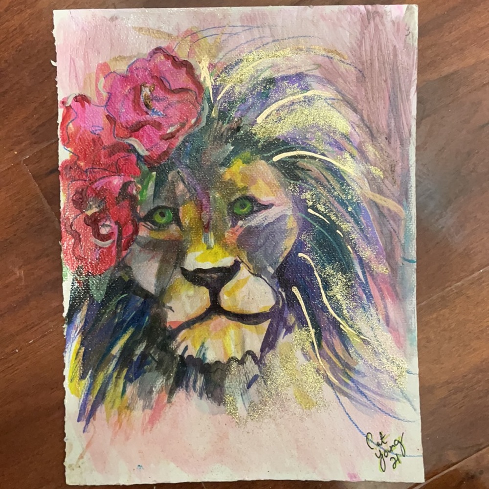 Painting on paper “Lion King “